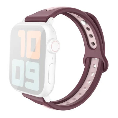 AHASTYLE WA13 Watch Band for Apple Watch Ultra 4 3 2 1 49mm / Series 12 11 10 46mm / 9 8 7 45mm / SE3 SE2 SE 6 5 4 44mm / 3 2 1 42mm Dual Color Silicone Strap - Red