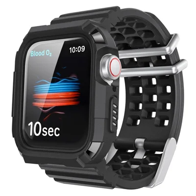 AHASTYLE WA07 For Apple Watch Series 8 7 41mm / Series 6 5 4 SE (2022) SE 40mm / Series 3 2 1 38mm TPU Watch Band with Shockproof Case - Black