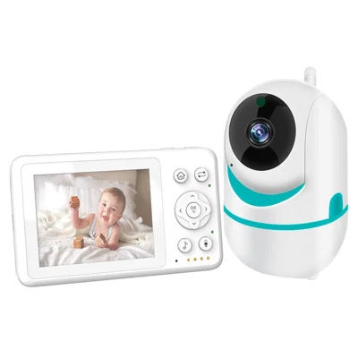 D031 3.2-inch LCD Baby Monitor 2 Way Voice Built-in Lullabies Home Baby Security Camera - Blue / EU Plug