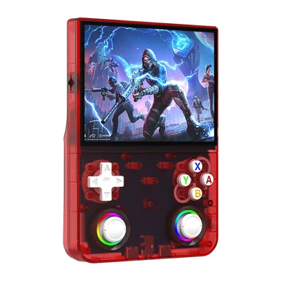 R36ultra X Handheld Game Console med 32 GB TF-kort Dubbla 3D-joysticks 4,5 tum IPS-skärm Spelkontroll med RGB-belysning - Röd