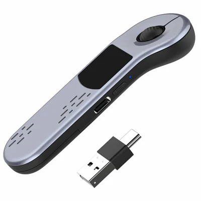 D13 Pro Wireless Bluetooth-compatible Mouse Remote Control PPT Page Turner for TikTok YouTube - Silver Grey