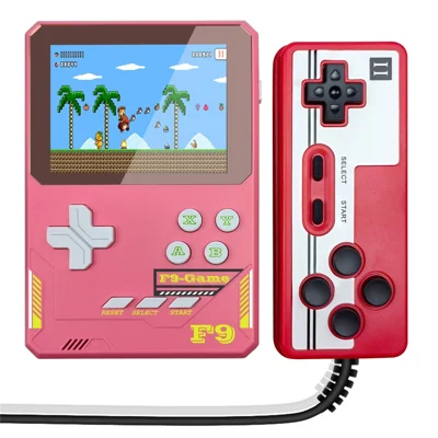 F9 Kids Handheld Game Console 3,5-inch LCD-scherm Retro Handheld Videospelcadeau met ondersteuning voor twee spelers - Dieproze