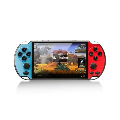 POWKIDDY X12 Game Console 5,1 Zoll Display Handheld Retro 8G Arcade Game Maschine - Rot / Blau
