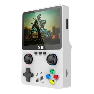 X6 HD 3.5-Zoll-Handheld-Spielekonsole mit eingebauten Videospielen und Dual-Joystick-Design - Weiß