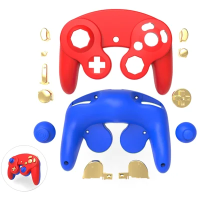 DATA FROG til Nintendo Gamecube Controller Housing Shell Plastic erstatningskabinet - Rød+Blå