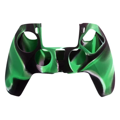 DATA FROG for Sony Playstation 5 Console Protective Case Camouflage Anti-Slip Silicone Cover - Blackish Green