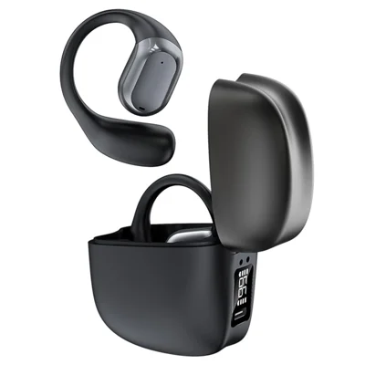 JS371 Bluetooth-compatible 5.4 Headphones Sport Earhooks Wireless Noise Reduction Earphones with Charging Case - Black