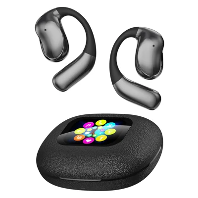 YJ33 Bluetooth-compatible Earphones Noise Reduction Wireless Earhooks with Touch Control Charging Case - Black