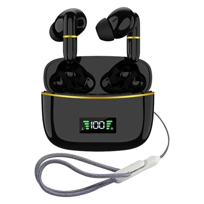 J2 Bluetooth-compatible 5.3 Wireless Earbuds Touch Control LED Display Earphone with Charging Case - Black