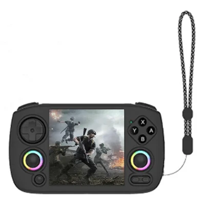 For ANBERNIC RG Cubexx Case Handheld Game Console Silicone Beschermhoes met Polsband - Zwart
