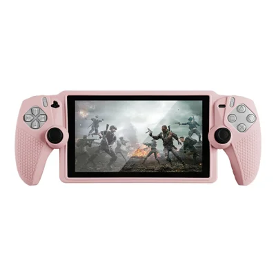 For Sony PlayStation Portal Silicone Protective Case Anti Slip Handheld Game Console Shockproof Cover - Pink
