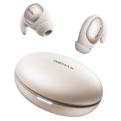 REMAX TWS-01 Wireless Earbuds Bluetooth-Compatible Stereo Headphones Sleep Friendly ENC Earphones - Beige
