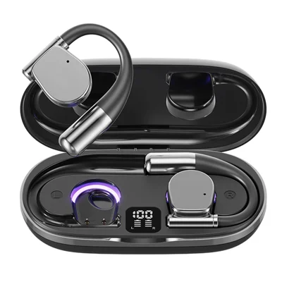 M111 Bluetooth-Compatible 5.4 Earbuds Noise Reduction HD Audio Open Ear Wireless Headphones - Black