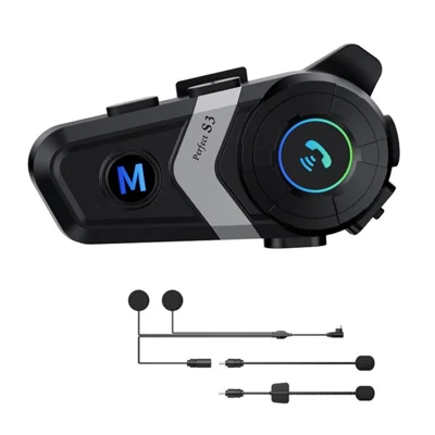 S3 Motorcycle Helmet Bluetooth-Compatible Headset Waterproof Wireless Earphones with 2 in 1 Soft and Hard Mic - Silver