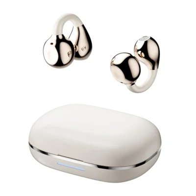 M66 Bone Conduction Ear Clip Wireless Bluetooth-Compatible Earphones Sports Running Headphones - Beige