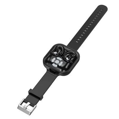 LY9 Mini Ultra Thin Wireless Sleep Earbuds Portable Shark Fin Design Bluetooth-Compatible Earphones with Watch Strap - Black