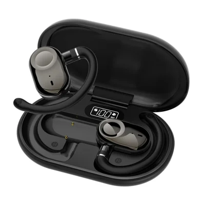 BT 5.4 AI Smart Translator Earbuds Open Ear Design Multi-Angle Adjustable Language Translation - Black