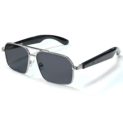 GT-31 UV400 Protection Sunglasses HD Audio Bluetooth-compatible Music Call  AI Translation Smart Glasses - Silver+Grey