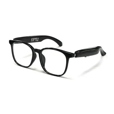 F19 Anti Blauwlicht Slimme Bril met Echtetijd AI-vertaling Draadloze Bluetooth-headphone Bril - Zwart frame + helder glas