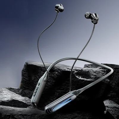 i58 Bluetooth-compatible Neckband Headphones Digital Display 80h Battery Life HiFi Sports Wireless Earbuds - Black