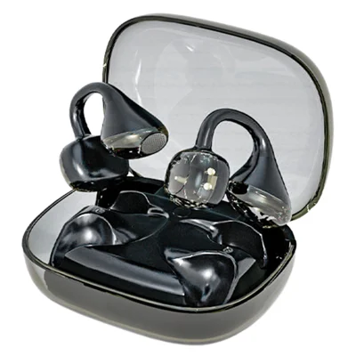 LX-21 Drahtlose Bluetooth-kompatible Ohrhörer, Panoramaklang, räumlicher Klang, Clip-On-Stereo-Ohrhörer – Schwarz