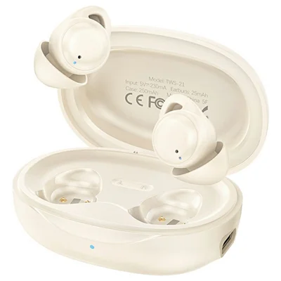REMAX TWS-21 Sleep Mini Wireless Earbuds Bluetooth-Compatible Stereo Earphones with Microphone - Beige