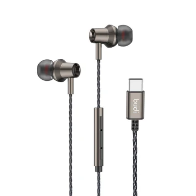 BUDI EP79TB In-ear-høretelefoner med USB-C-stik 1,2 m trådforbundne høretelefoner med Type-C til smartphones / tablets / bærbare computere