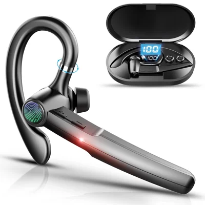 H03 Ear Hook Bluetooth-compatible Earphones Rotating Single Ear Wireless Business Earphones with Digital Display - Black