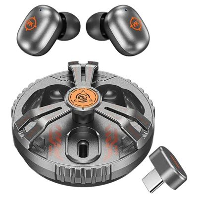 WEKOME Beluga S6 2.4G Gaming Earbuds Wireless Cyber Mecha Style Dual Mode Metal TWS Earphones with RGB - Tarnish