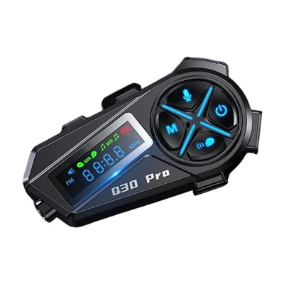 Q30 Pro Motorcycle Helmet with Hard Mic Bluetooth-compatible Intercom 1000mAh LED Display IP56 Waterproof Helmet Headset - Black
