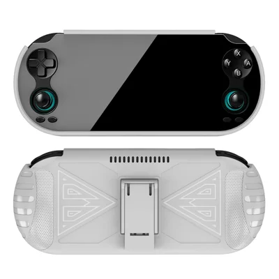 TPU Protective Case for Anbernic RG VITA  /  RG VITA Pro Handheld Gaming Console Triangle Support Shockproof Cover with Stand - White