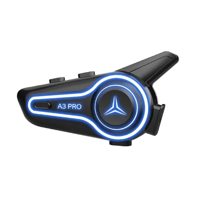 A3 PRO Motorcycle Helmet Bluetooth-compatible Headset IP67 Waterproof Intercom Earphones with 2 in 1 Mic (without Memory) - Black