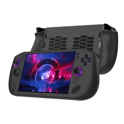 Silicone Case for Lenovo Legion GO S Handheld Gaming Console Anti-dust Shockproof Protective Cover with Backside Thermal Design - Black