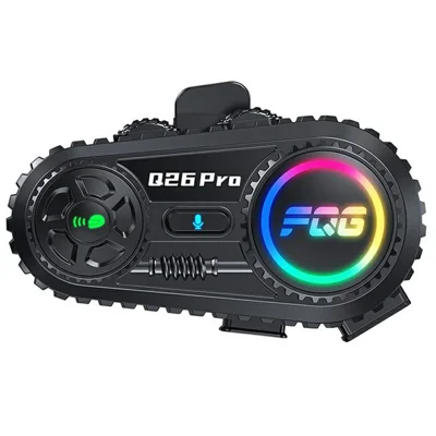 Q26 Pro Helmet Bluetooth-compatible Intercom Headset with 2-in-1 Soft and Hard Mic 500m Range Noise Reduction Waterproof Earphone for Motorcycle (No Memory Card) - Black