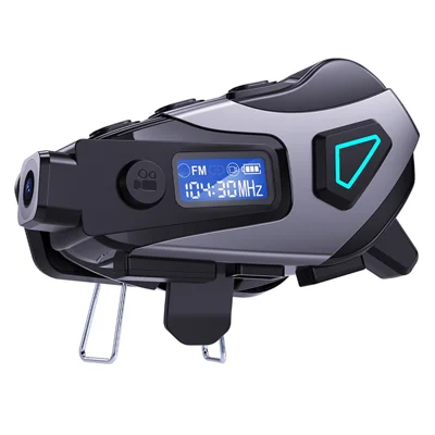 K10 Helmet Bluetooth-compatible Headset with Hard Mic DVR Recording FM Radio 1080P Camera IP65 Waterproof Wireless Earphones for Motorcycle Cycling - Black
