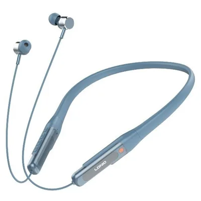 LDNIO N03 Écouteurs sans fil avec collier de cou Bluetooth 5.4, 40 heures d'autonomie, casque sans fil 400 mAh pour sport et course - Bleu