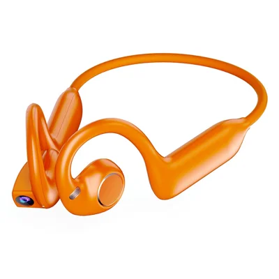E900 Open-Ear Bluetooth-kompatible Kopfhörer mit 8-MP-Kamera, KI-Übersetzung, ENC-Geräuschunterdrückung – Orange