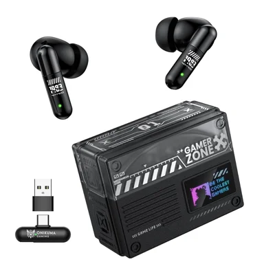 ONIKUMA TX602 Écouteurs de jeu Bluetooth tri-mode avec réduction de bruit ANC+ENC et boîtier de charge avec affichage OLED - Noir