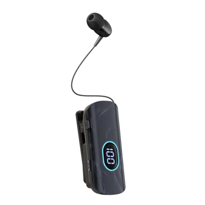K93 Écouteurs Bluetooth avec clip, affichage numérique, réduction active du bruit ENC, charge rapide - Noir