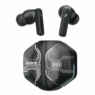 CELEBRAT W89 Wireless Earbuds 13mm Driver Bluetooth-compatible 6.0 Gaming Earbuds - Black