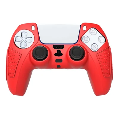 Für Sony PlayStation 5 DualSense Controller Silikon Schutzhülle rutschfester Griff Vollschutz Cover - Rot