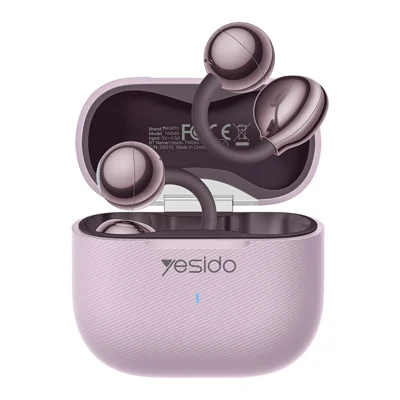 YESIDO TWS49 Auriculares Abiertos con Clip y Traducción AI, 145 Idiomas y Control Táctil - Morado