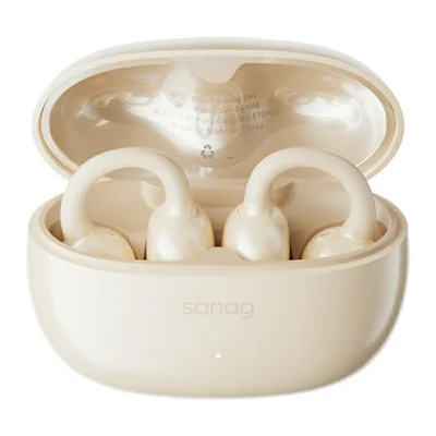 SANAG Z60S Kabellose Bluetooth-kompatible 5.4 Open-Ear-Clip-Ohrhörer IPX4 Wasserdicht Geräuschunterdrückung Ohrhörer – Milchtee