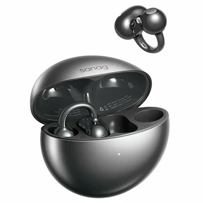 SANAG S6S Ultra Wireless Bluetooth-kompatibel 6.0 Ohrhörer mit Geräuschunterdrückung, Open-Ear-Kopfhörer zum Anklipsen für Sport, Laufen, Yoga – Schwarz