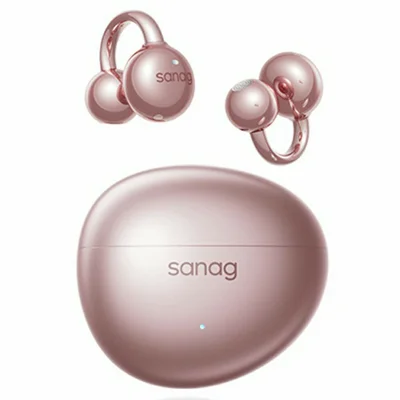 SANAG S7S Ultra kabellose Clip-On Bluetooth-kompatible 6.0-Kopfhörer mit AI ENC Geräuschunterdrückung für Laufen und Sport – Roségold