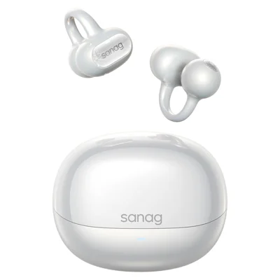 SANAG S8S Ultra Bluetooth-kompatibel 6.0 Clip-On Wireless-Ohrhörer AI ENC Geräuschunterdrückung IP67 Wasserdichte Sport-Ohrhörer - Weiß