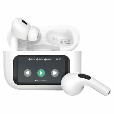 ROCK S1 TWS Earbuds Bluetooth-compatible Earphone with LCD Color Touchscreen, 16h Battery Life - White