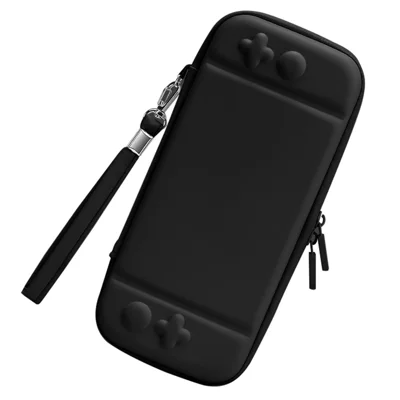 Pour Nintendo Switch Solid Color PU Leather Carrying Protective Case Shockproof Portable Storage Bag - Noir