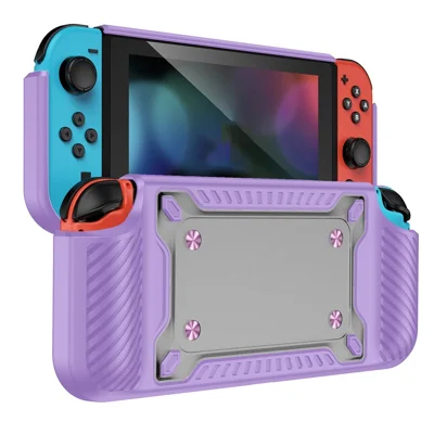 Capa à Prova de Choques Capa Anti-Queda para o Console de Jogos Nintendo Switch OLED Pega Ergonômica Caso Protetor (Tipo A) - Roxo