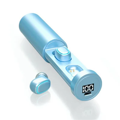 C1 Bluetooth-compatible Wireless In-ear Headset TWS Earphone Stereo Sound Earbud Sports Noise-canceling Headphone with Charging Case - Blue